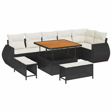 Tuin Sofa Set 9 st 9-Aantal zitplaatsen Zwart en Crème