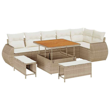 Tuin Sofa Set 9 st 9-Aantal zitplaatsen Beige en Crème