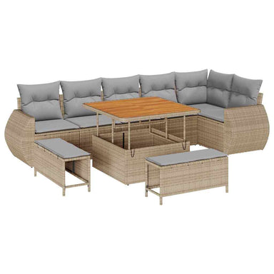 Tuin Sofa Set 9 st 9-Aantal zitplaatsen Beige en Licht Grijs