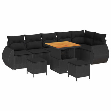 Tuin Sofa Set 9 st 9-Aantal zitplaatsen Zwart Poly Rattan