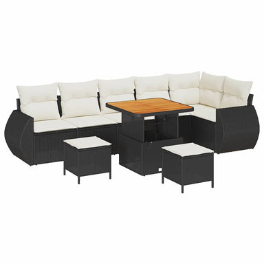 Tuin Sofa Set 9 st 9-Aantal zitplaatsen Zwart en Crème