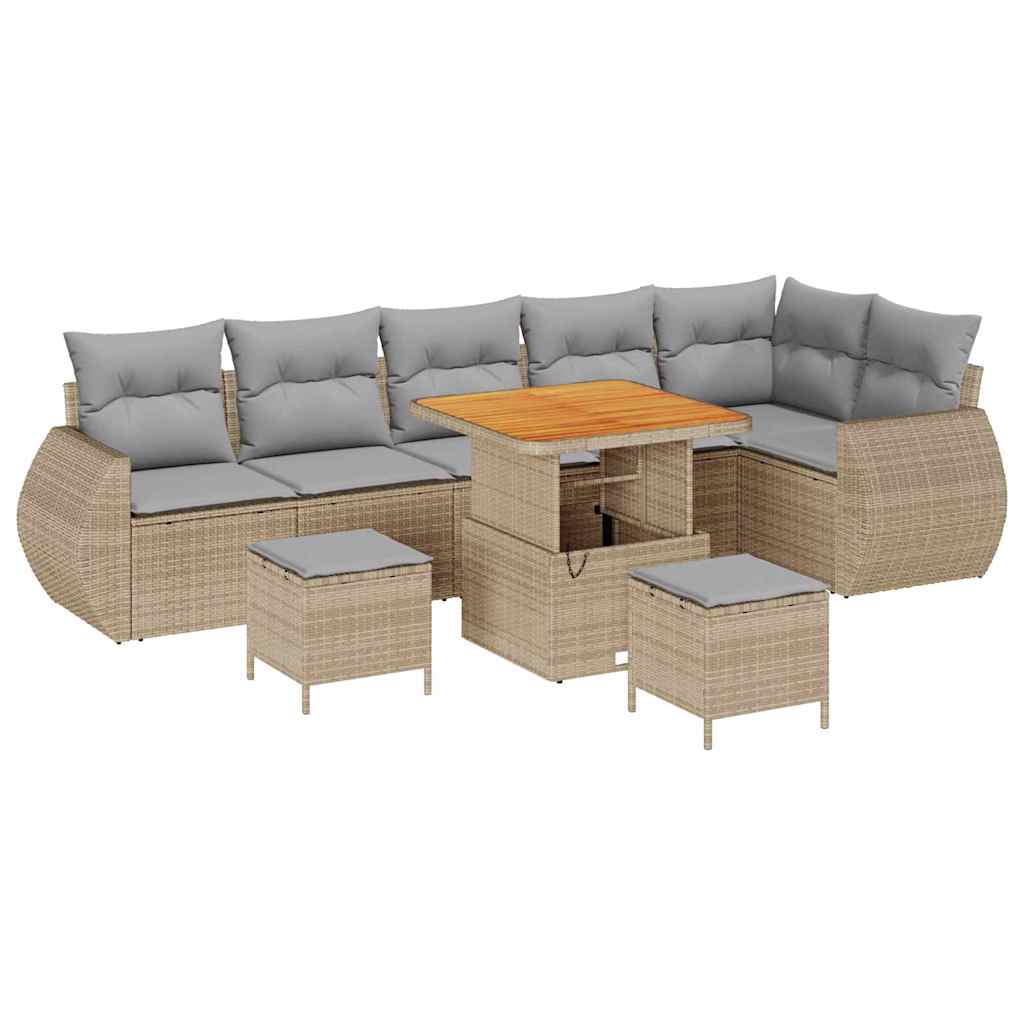Tuin Sofa Set 9 st 9-Aantal zitplaatsen Beige en Licht Grijs