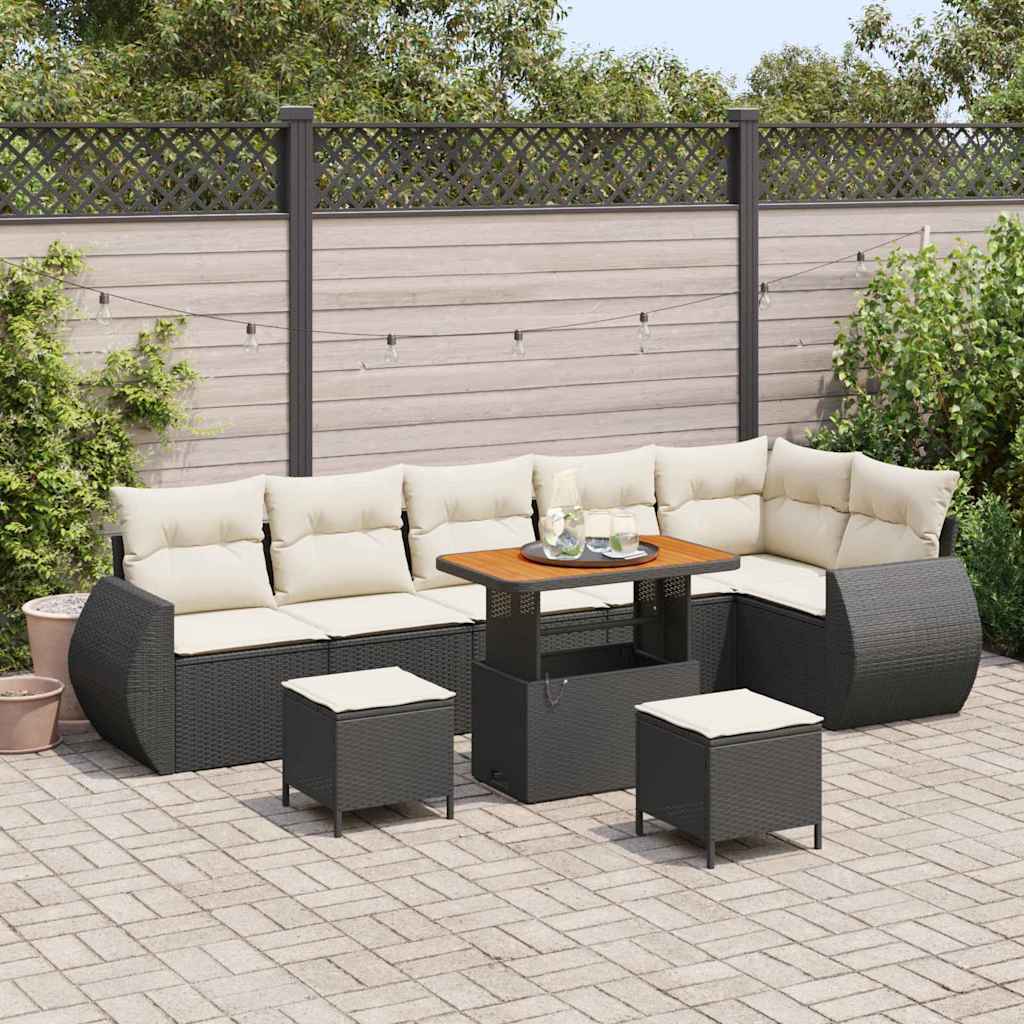 Tuin Sofa Set 9 st 9-Aantal zitplaatsen Zwart en Crème