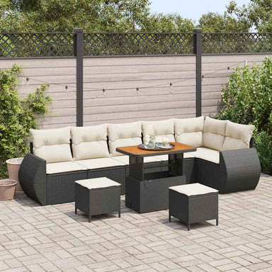 Tuin Sofa Set 9 st 9-Aantal zitplaatsen Zwart en Crème