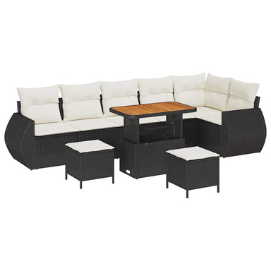 Tuin Sofa Set 9 st 9-Aantal zitplaatsen Zwart en Crème