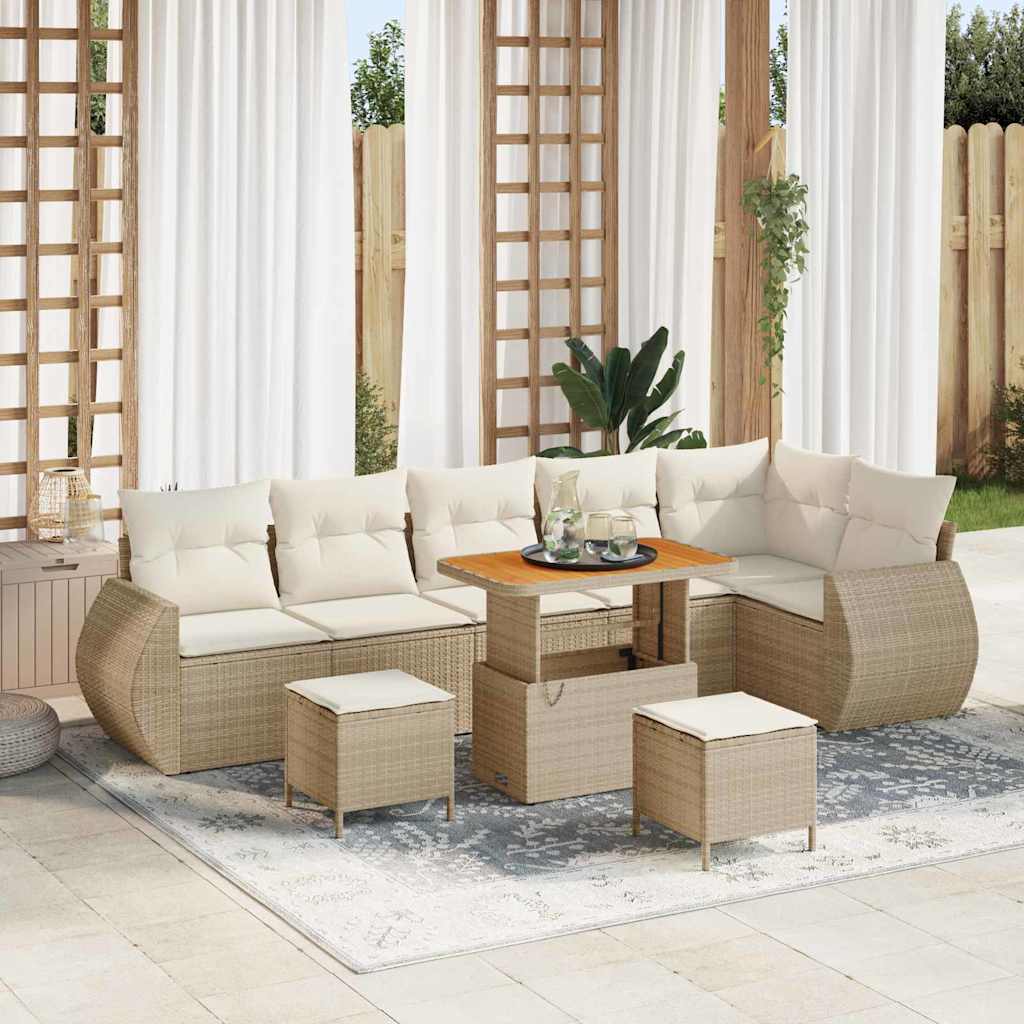 Tuin Sofa Set 9 st 9-Aantal zitplaatsen Beige en Crème