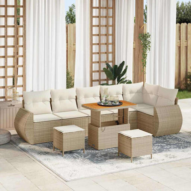 Tuin Sofa Set 9 st 9-Aantal zitplaatsen Beige en Crème