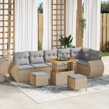 Tuin Sofa Set 9 st 9-Aantal zitplaatsen Beige en Licht Grijs