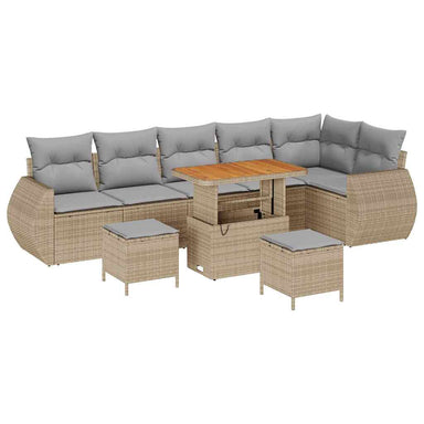 Tuin Sofa Set 9 st 9-Aantal zitplaatsen Beige en Licht Grijs