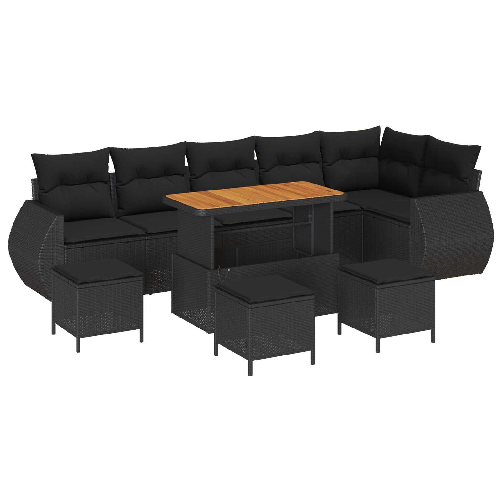 Tuin Sofa Set 10 st 10-Aantal zitplaatsen Zwart Poly Rattan