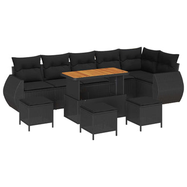 Tuin Sofa Set 10 st 10-Aantal zitplaatsen Zwart Poly Rattan