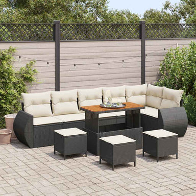Tuin Sofa Set 10 st 10-Aantal zitplaatsen Zwart en Crème