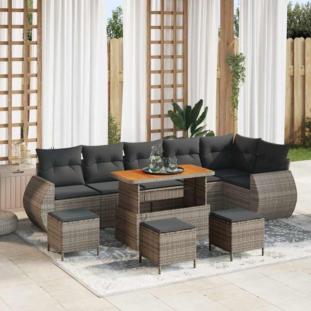 Tuin Sofa Set 10 st 10-Aantal zitplaatsen Grijs Poly Rattan