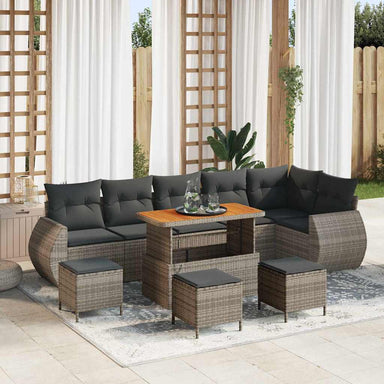 Tuin Sofa Set 10 st 10-Aantal zitplaatsen Grijs Poly Rattan