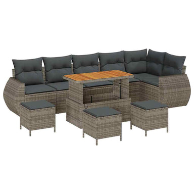 Tuin Sofa Set 10 st 10-Aantal zitplaatsen Grijs Poly Rattan
