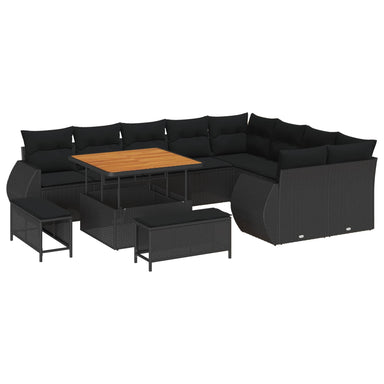 Tuin Sofa Set 12 st 12-Aantal zitplaatsen Zwart Poly Rattan