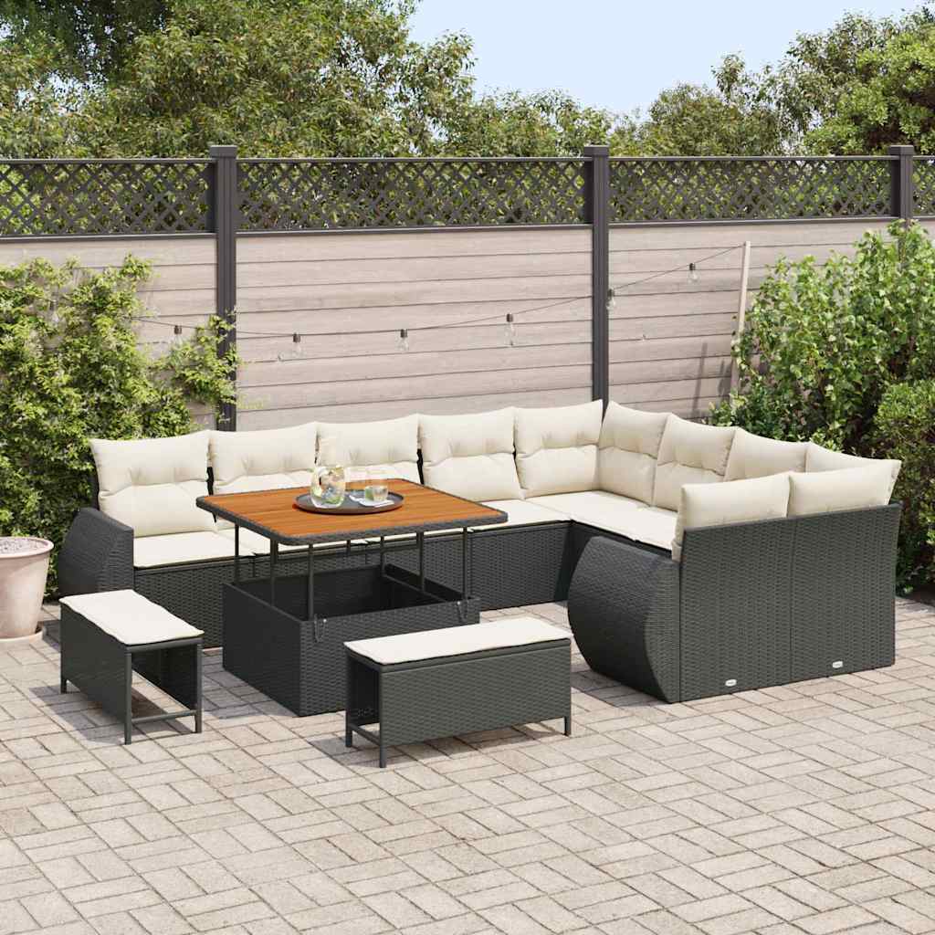 Tuin Sofa Set 12 st 12-Aantal zitplaatsen Zwart en Crème