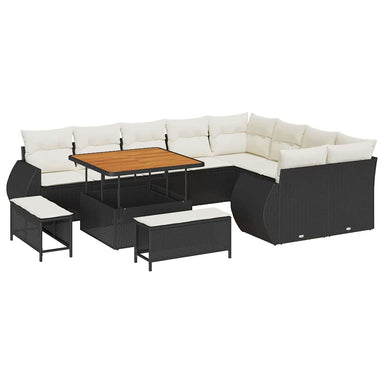 Tuin Sofa Set 12 st 12-Aantal zitplaatsen Zwart en Crème