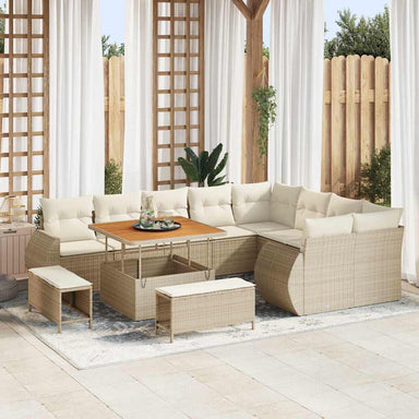 Tuin Sofa Set 12 st 12-Aantal zitplaatsen Beige en Crème