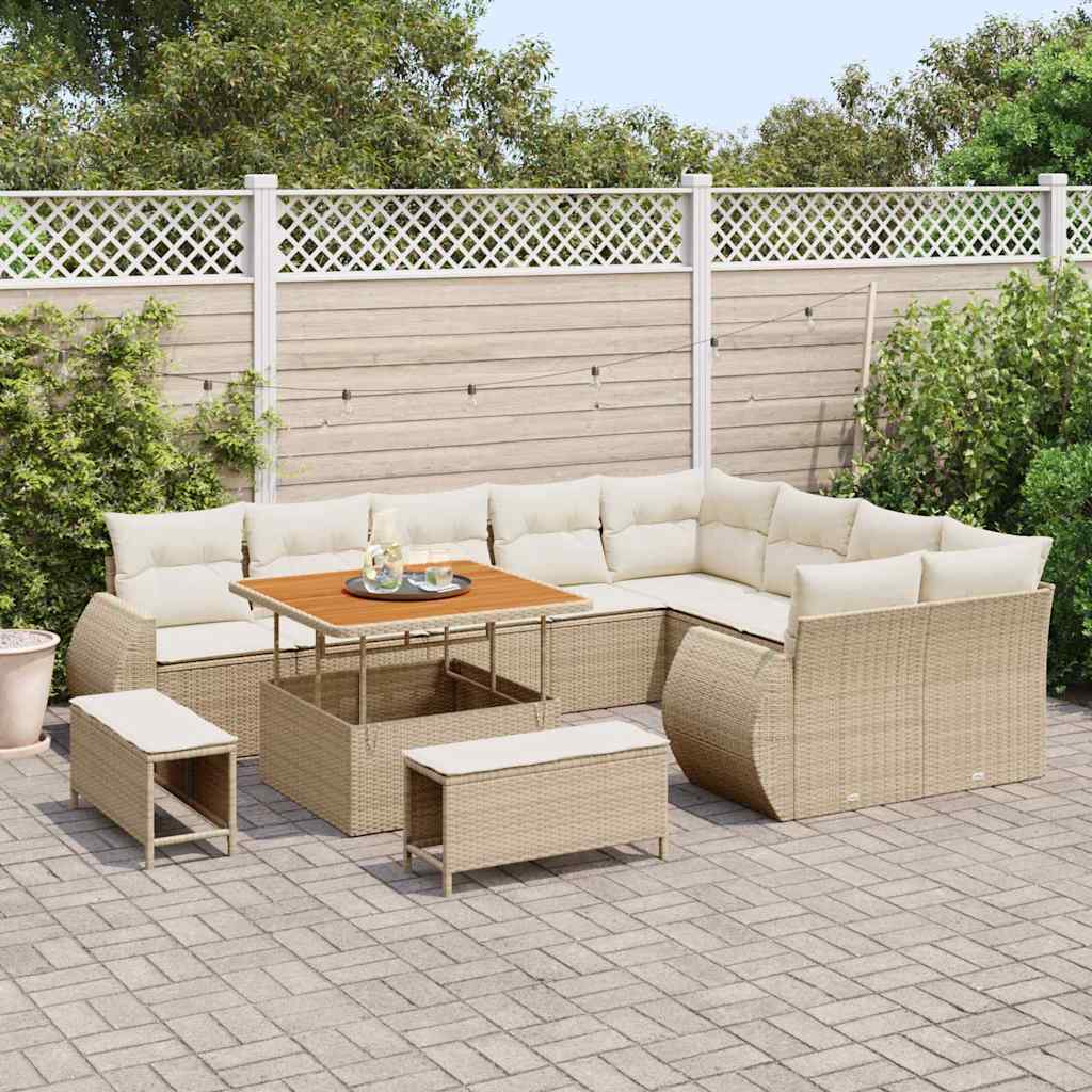 Tuin Sofa Set 12 st 12-Aantal zitplaatsen Beige en Crème
