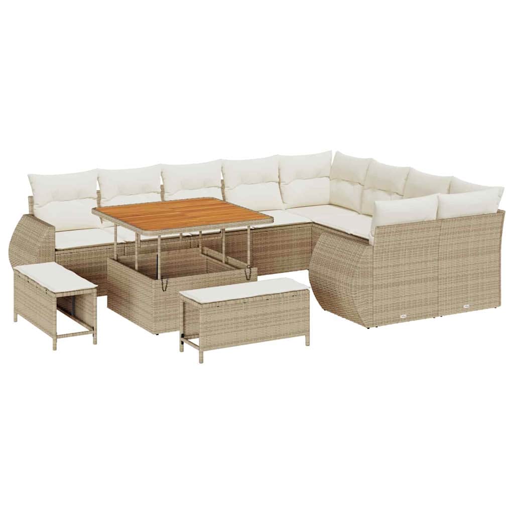 Tuin Sofa Set 12 st 12-Aantal zitplaatsen Beige en Crème