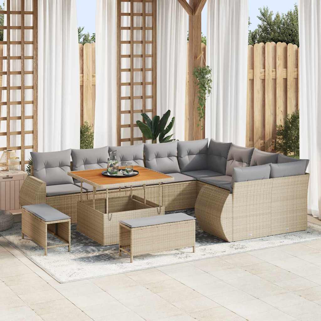Tuin Sofa Set 12 st 12-Aantal zitplaatsen Beige en Licht Grijs