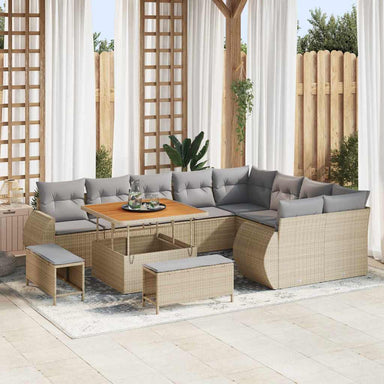 Tuin Sofa Set 12 st 12-Aantal zitplaatsen Beige en Licht Grijs