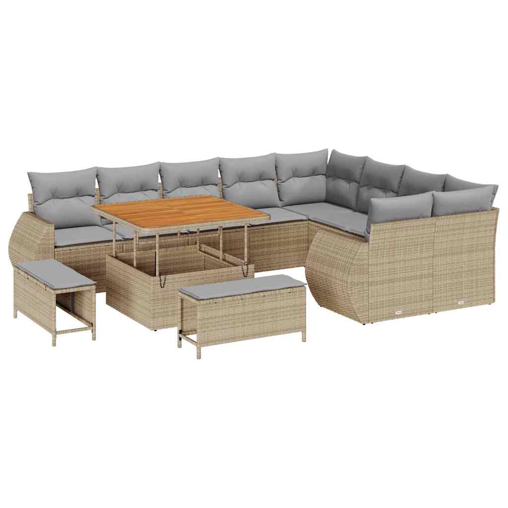 Tuin Sofa Set 12 st 12-Aantal zitplaatsen Beige en Licht Grijs
