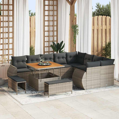 Tuin Sofa Set 12 st 12-Aantal zitplaatsen Grijs Poly Rattan