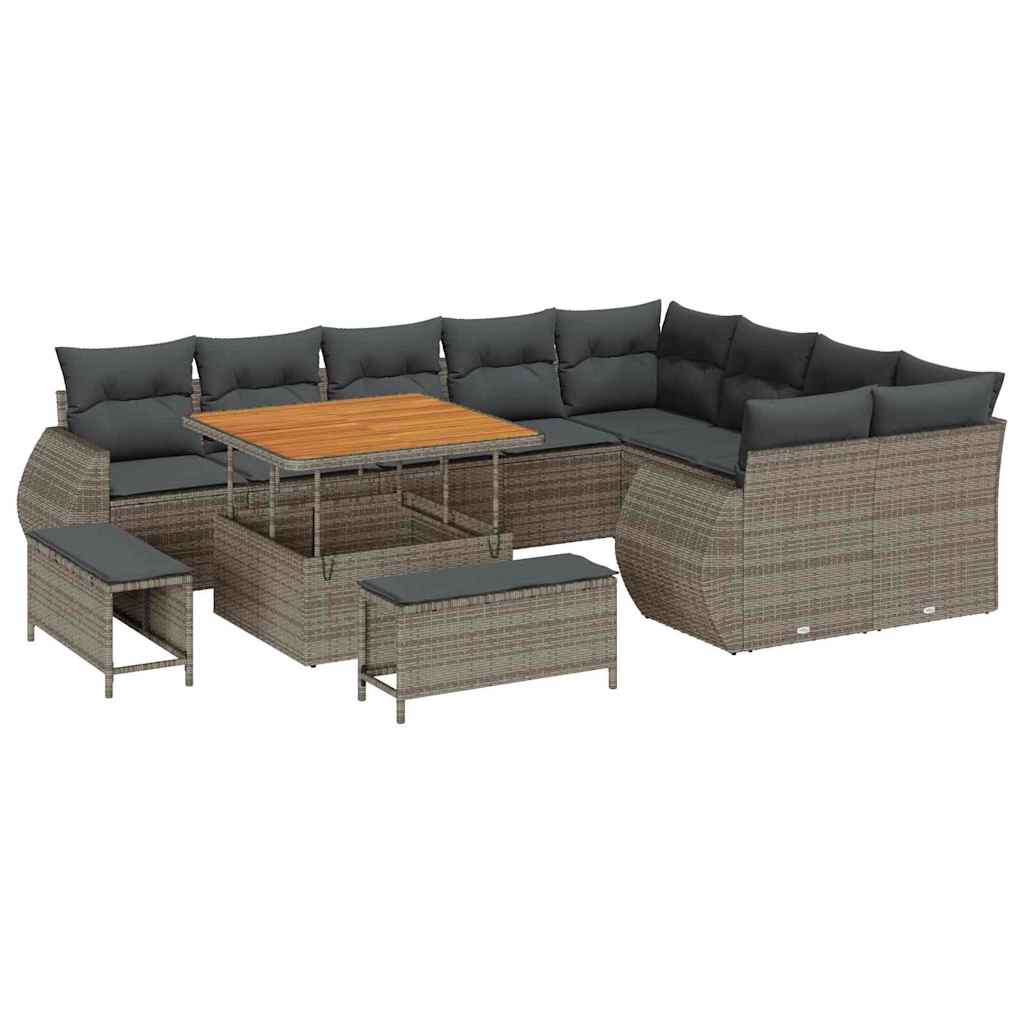 Tuin Sofa Set 12 st 12-Aantal zitplaatsen Grijs Poly Rattan