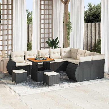 Tuin Sofa Set 12 st 12-Aantal zitplaatsen Zwart en Crème