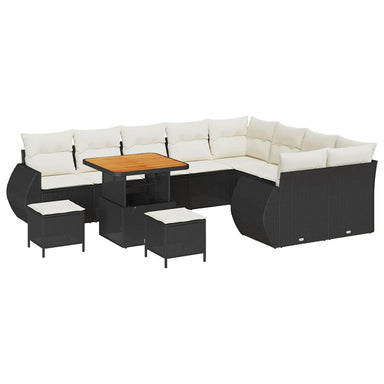 Tuin Sofa Set 12 st 12-Aantal zitplaatsen Zwart en Crème