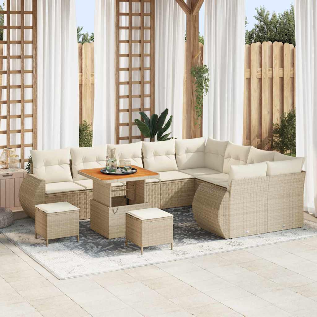 Tuin Sofa Set 12 st 12-Aantal zitplaatsen Beige en Crème