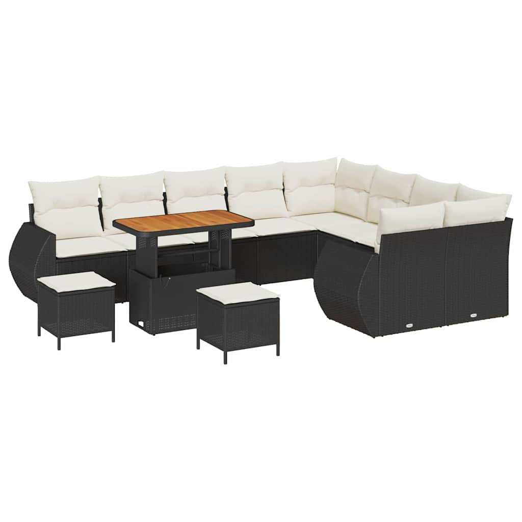 Tuin Sofa Set 12 st 12-Aantal zitplaatsen Zwart en Crème