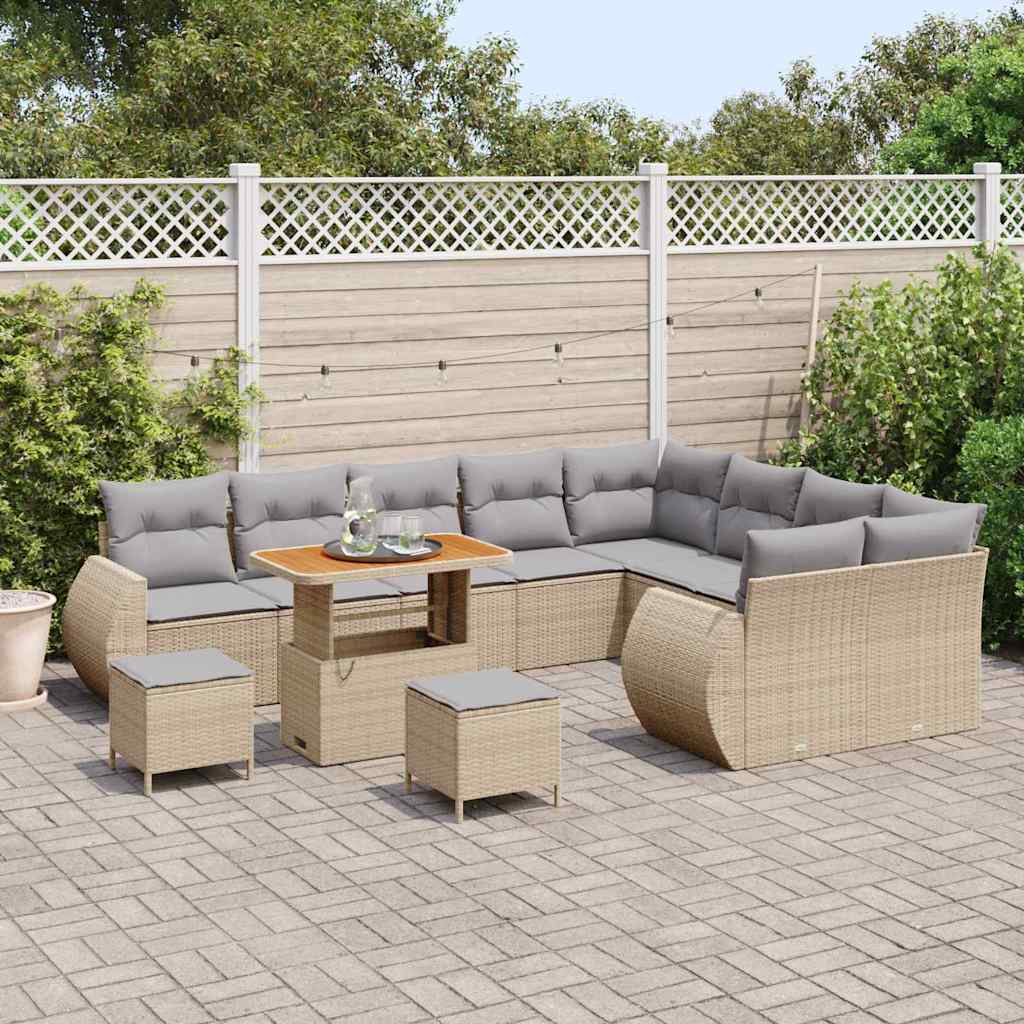 Tuin Sofa Set 12 st 12-Aantal zitplaatsen Beige en Licht Grijs