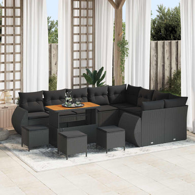 Tuin Sofa Set 13 st 12-Aantal zitplaatsen Zwart Poly Rattan
