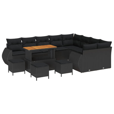 Tuin Sofa Set 13 st 12-Aantal zitplaatsen Zwart Poly Rattan