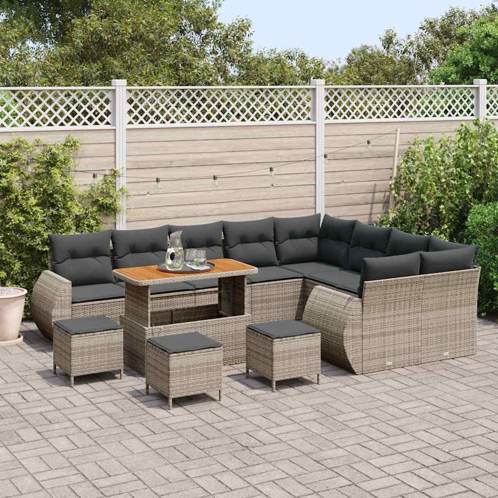 Tuin Sofa Set 13 st 13-Aantal zitplaatsen Grijs Poly Rattan