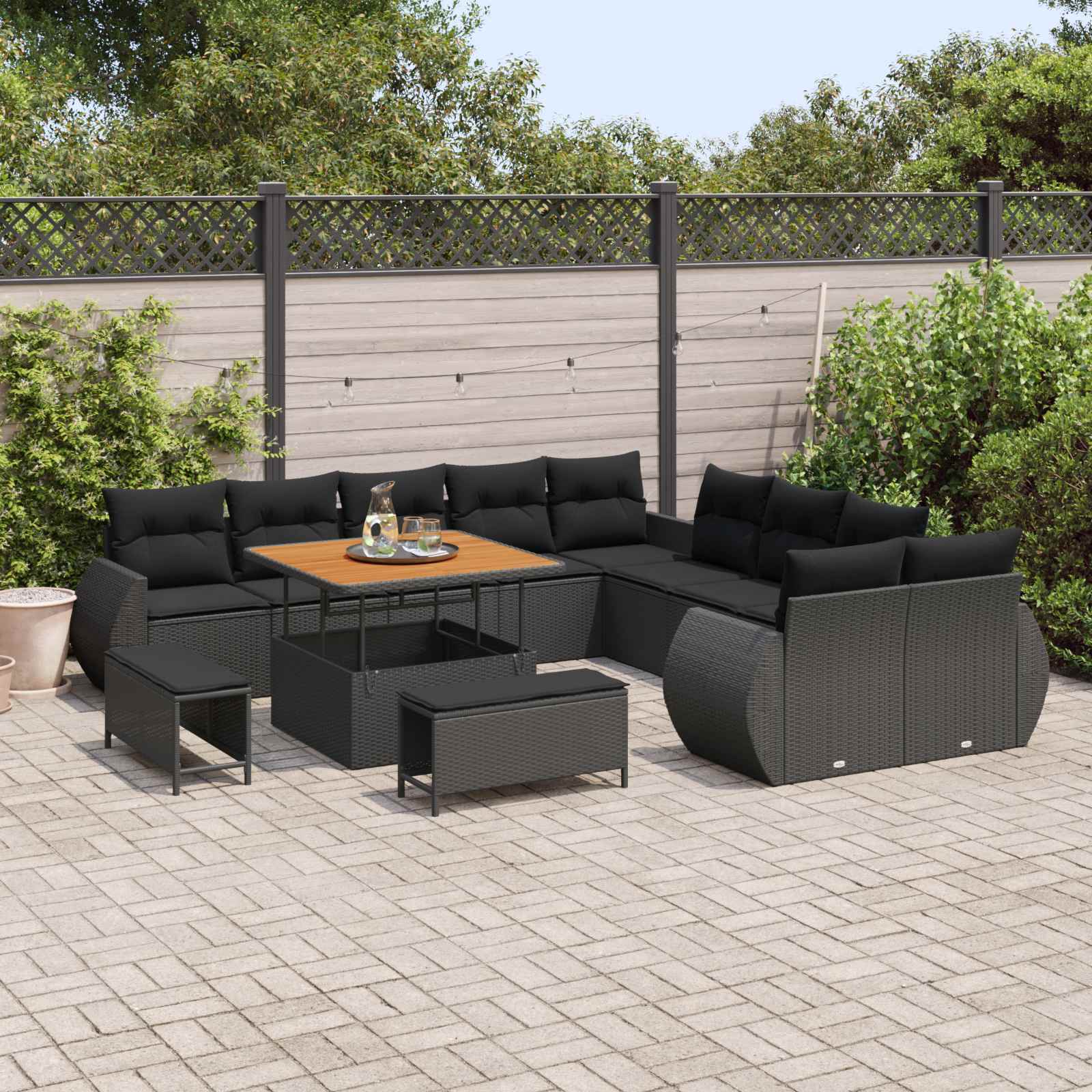 Tuin Sofa Set 13 st 13-Aantal zitplaatsen Zwart
