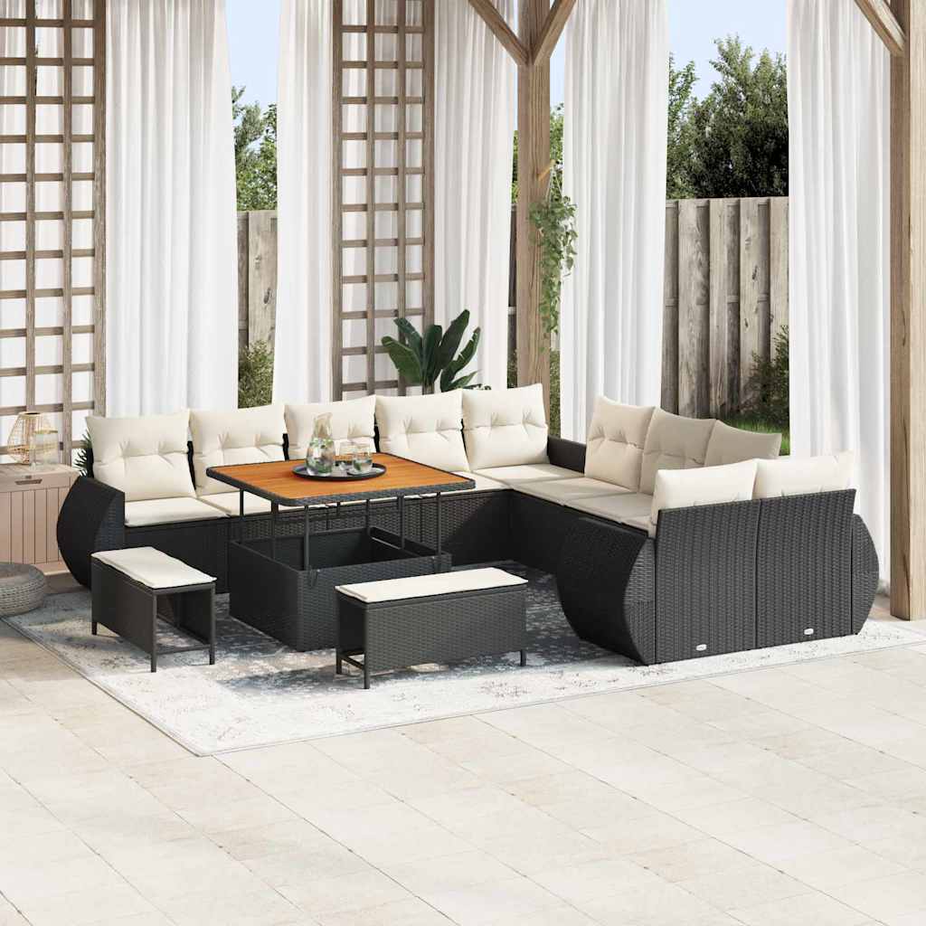 Tuin Sofa Set 13 st 13-Aantal zitplaatsen Zwart en crème