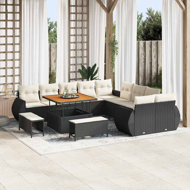 Tuin Sofa Set 13 st 13-Aantal zitplaatsen Zwart en crème