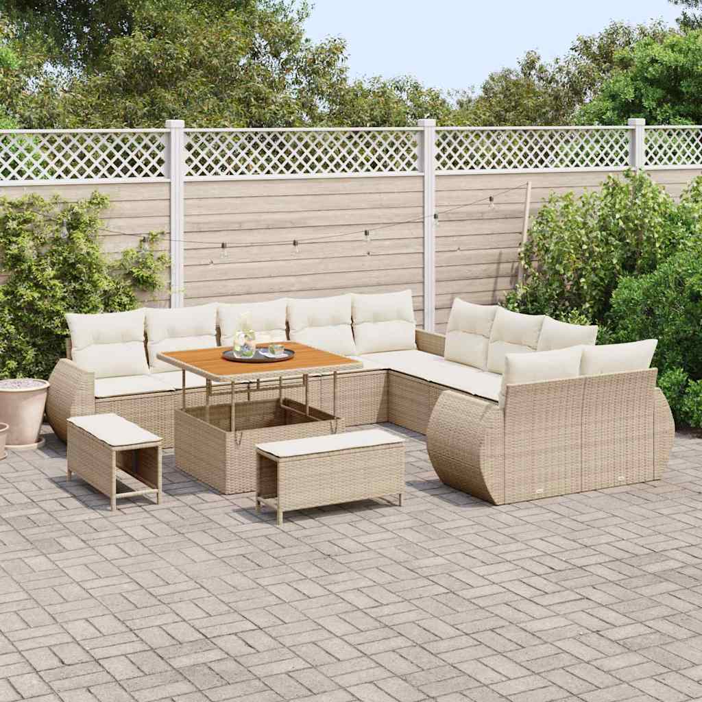 Tuin Sofa Set 13 st 13-Aantal zitplaatsen beige en crèmekleurig