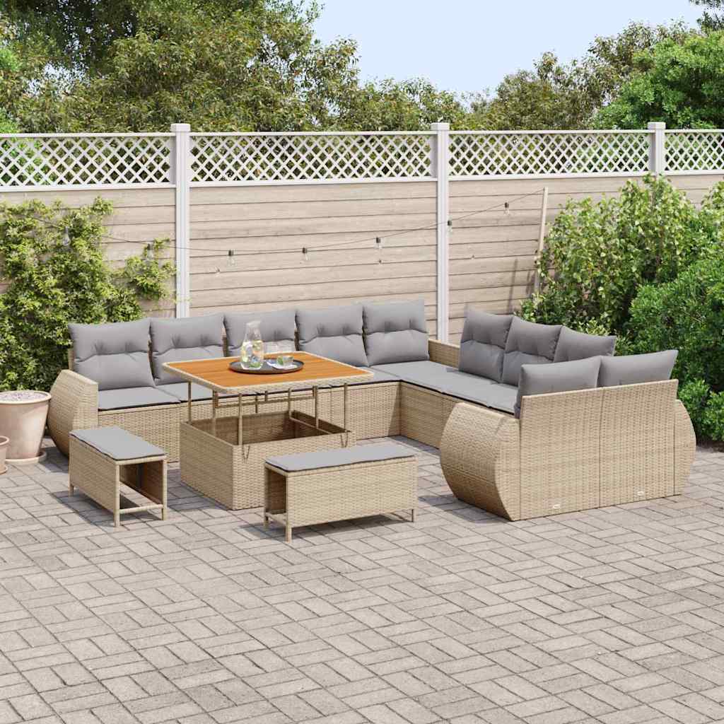 Tuin Sofa Set 13 st 13-Aantal zitplaatsen beige en lichtgrijs
