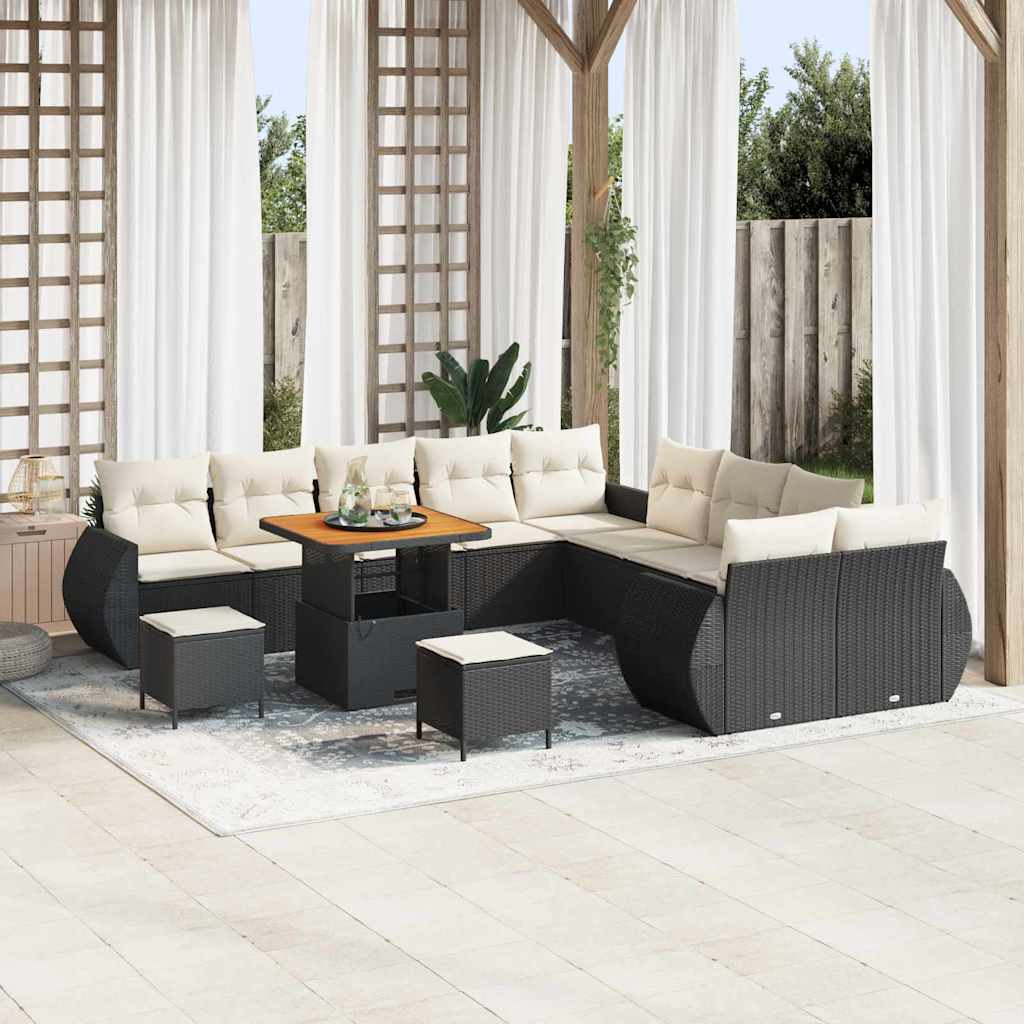 Tuin Sofa Set 13 st 13-Aantal zitplaatsen Zwart en crème