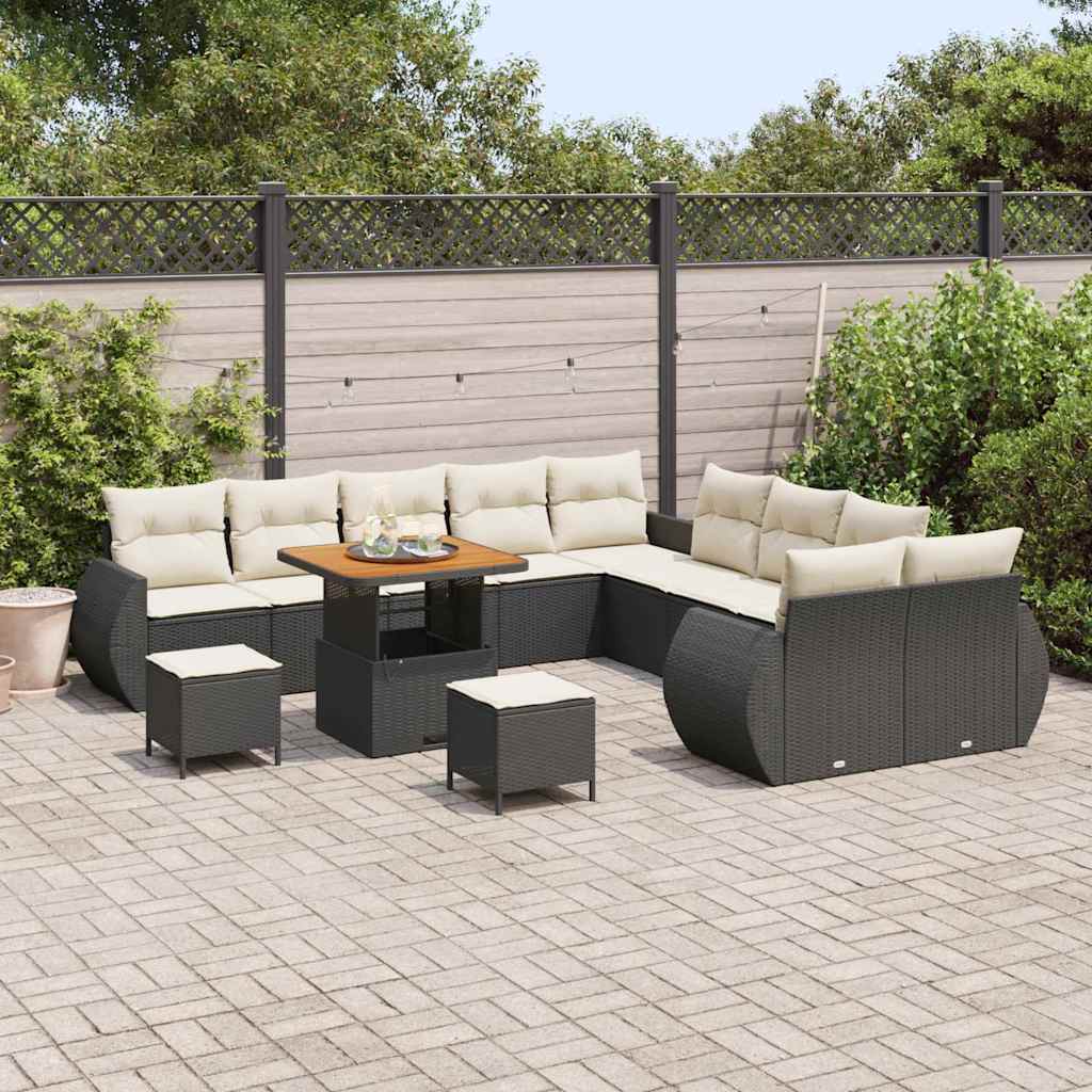 Tuin Sofa Set 13 st 13-Aantal zitplaatsen Zwart en crème