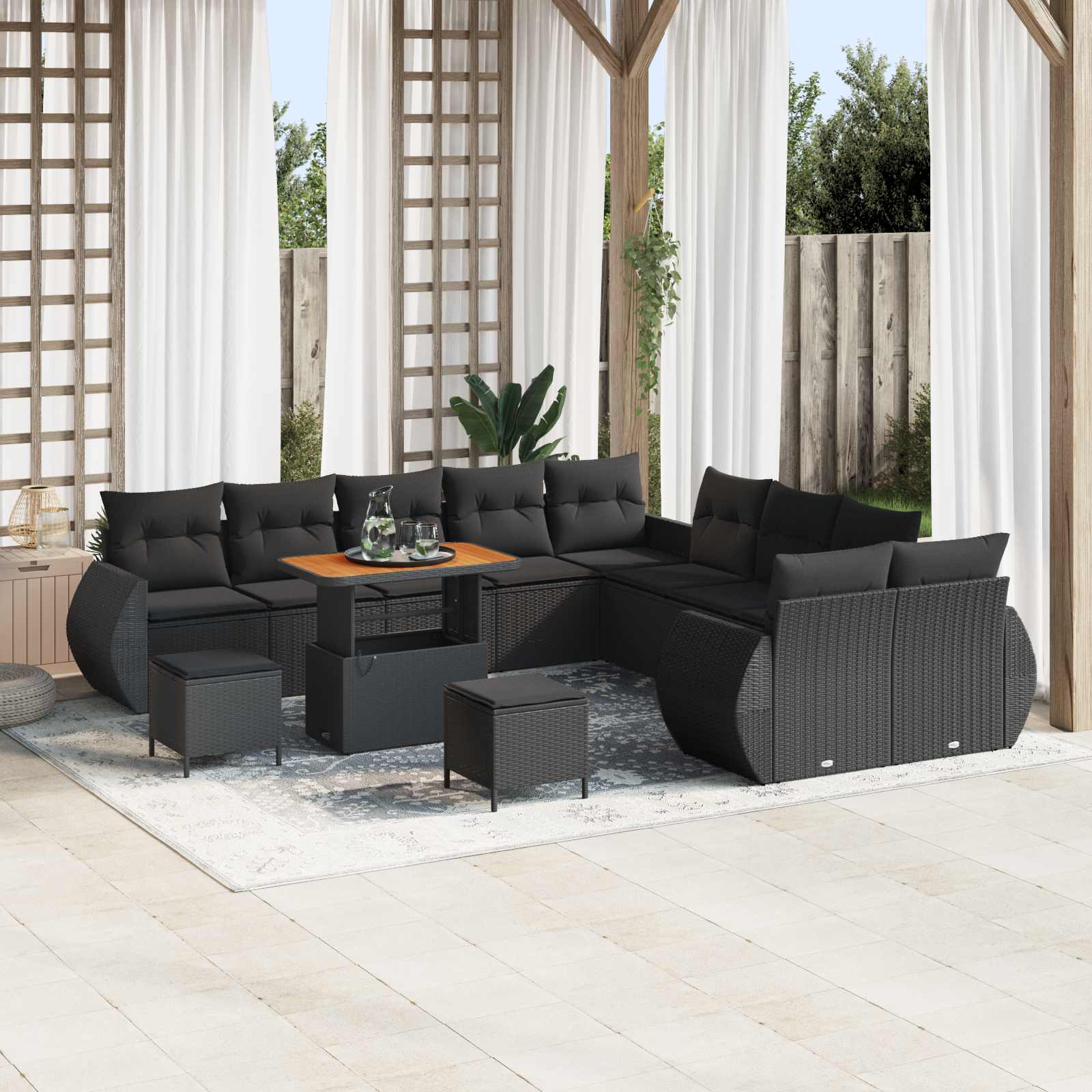 Tuin Sofa Set 13 st 13-Aantal zitplaatsen Zwart
