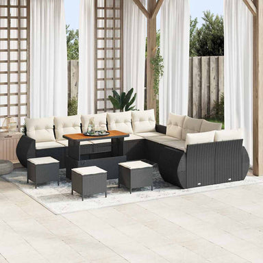 Tuin Sofa Set 14 st 14-Aantal zitplaatsen Zwart en crème