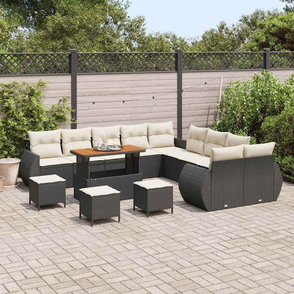 Tuin Sofa Set 14 st 14-Aantal zitplaatsen Zwart en crème
