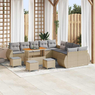 Tuin Sofa Set 14 st 14-Aantal zitplaatsen beige en lichtgrijs