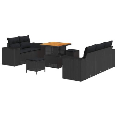 Tuin Sofa Set 8 st 8-Aantal zitplaatsen Zwart Poly Rattan